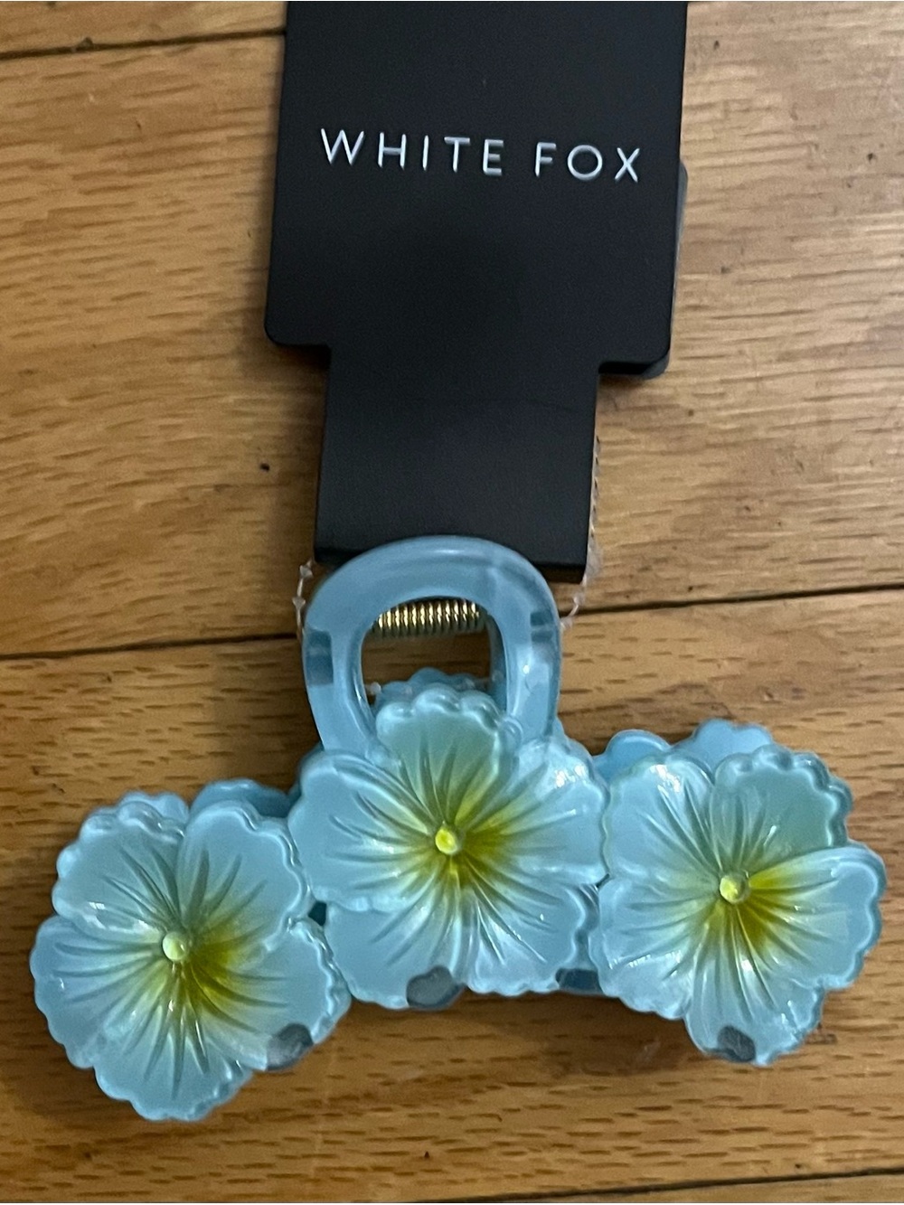 White Fox Blue Floral Hair Clip